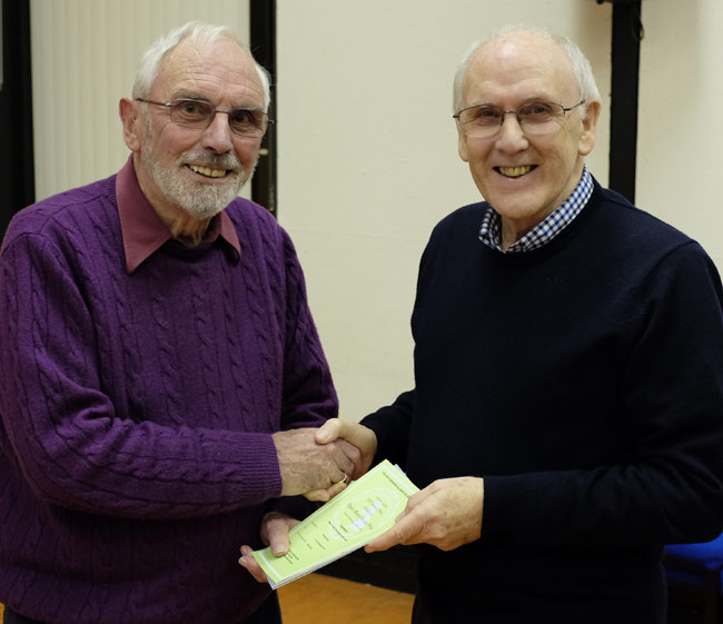 Wallace Baxter LRPS (left) gets his certificate from CPS secretary, Tom Seaton